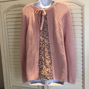 Loft Tie Back Mixed Media Sweater